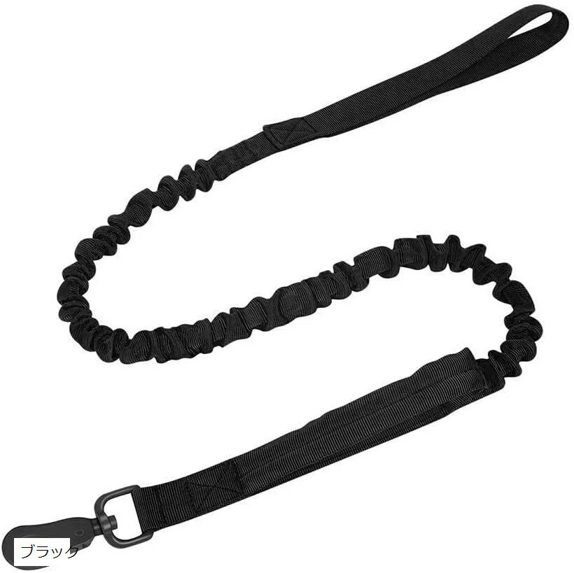 犬 リード 伸縮 ナイロン製 ショック吸収 中型犬 大型犬 しつけ 散歩 2ハンドル 最長1.5m (ブラック)