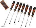 貫通ドライバーセット マグネット付き プラス マイナス ロング ショート タガネ ノミ DIY 収納バッグ付き(7本セット)