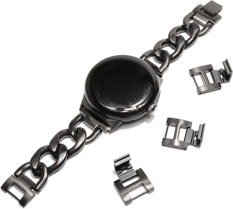 Google Pixel Watch チェーンバンド シルバー/ステンレス おしゃれ ピクセルウォッチ 時計 バンド/工具不要 シルバーチェーン pixelwatch pixelwatch2 レディース ギフト プレゼント(シルバー)