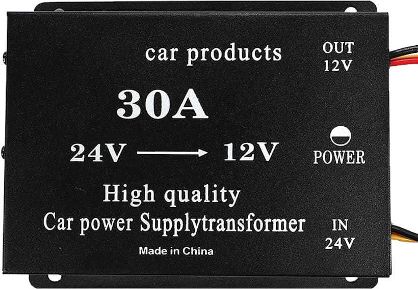 DCDC 24V＞12V コンバーター 電圧 変換器 変圧器 デコデコ ヒューズ付 ショート防止 過電圧保護 ツインファン( 30A)