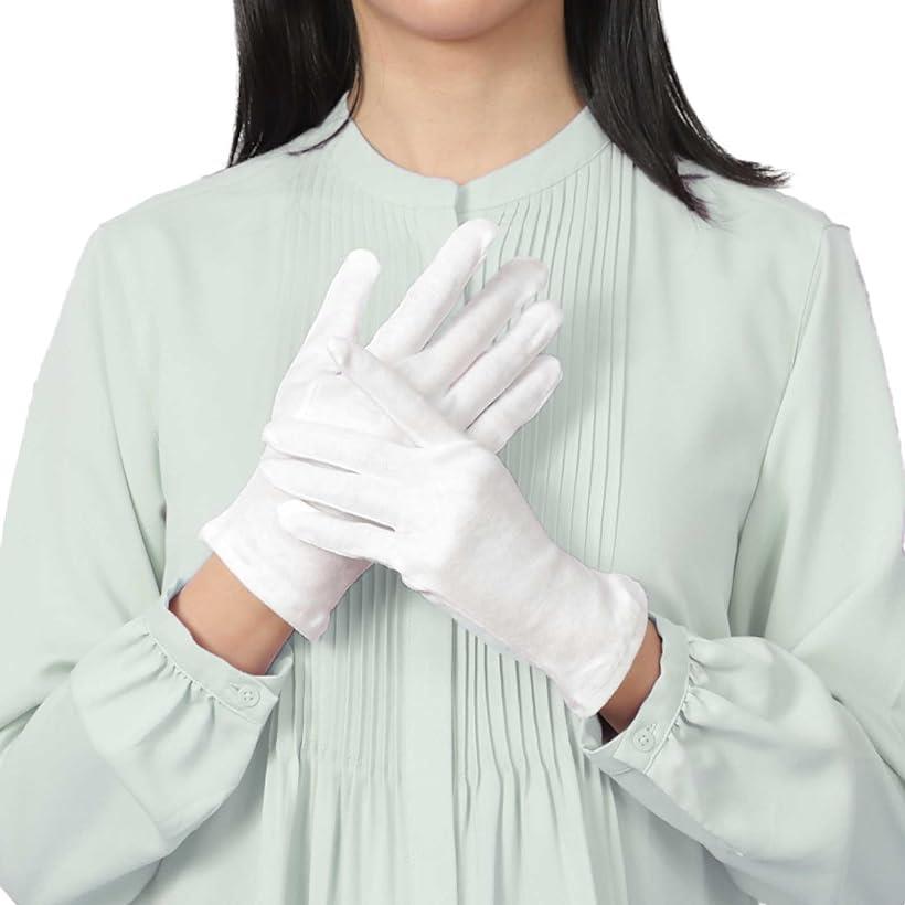 白手袋 作業用手袋 インナーグローブ ナイトグローブ 綿手袋 下ばき マチ無 3組( ホワイト, SS)