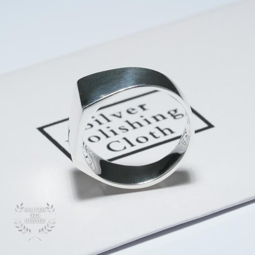 印台 リング シルバー925 指輪 シンプル シグネットリング メンズ レディース 男女兼用(シルバー)