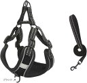 犬 猫 ハーネスリードセット ペット 用品 胴輪 首輪 散歩 夜間反射 メッシュ 軽量 サイズ 調節可能(ブラック, M)