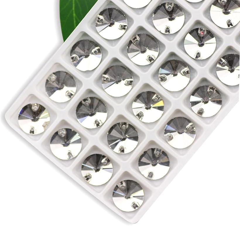 装飾用 ガラスビジュー ガラスストーン 高輝度 パーツ ソーオン ソーオンビジュー ガラスビーズ ラインストーン 丸型 手芸用 縫い付け 縫いつけビジュー 衣装パーツ 14mm クリア(クリア)