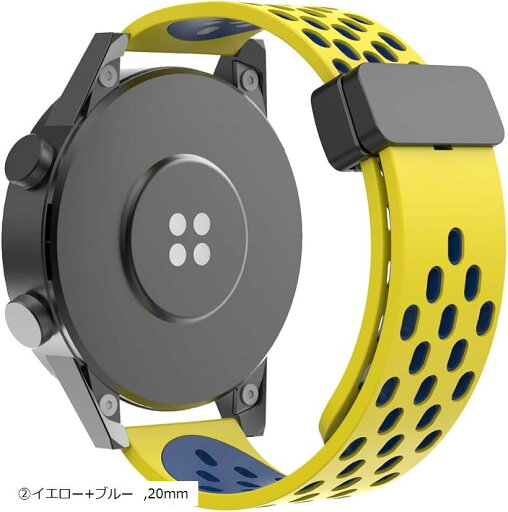 時計バンド 多孔質通気 マグネットシリコンバンド 防水 柔軟 工具不要 ほとんどのスマートウォッチに適用 腕時計ベルト 2イエロー+ブルー((2)イエロー+ブルー, 20mm) 時計バンド 多孔質通気 マグネットシリコンバンド 防水 柔軟 工具不要 ほとんどのスマートウォッチに適用 腕時計ベルト 2イエロー+ブルー((2)イエロー+ブルー, 20mm)