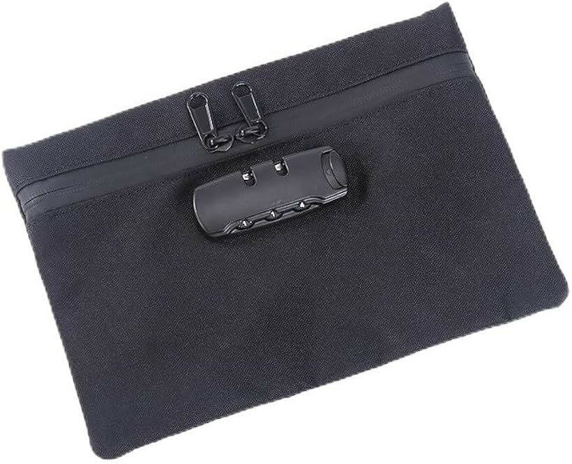 トラベルポーチ 鍵付き 集金袋 旅行 貴重品 (黒黒)