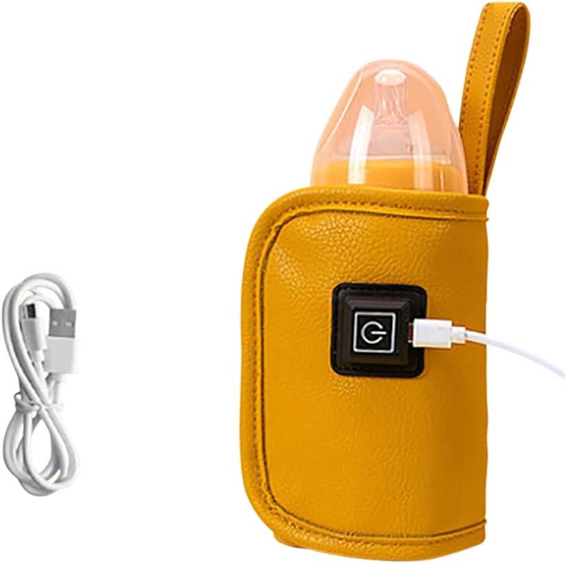 哺乳瓶ウォーマー ミルクウォーマー ボトルウォーマー 哺乳瓶ポーチ ホルダー 保温温度調節 USB給電 外出 携帯( イエロー)