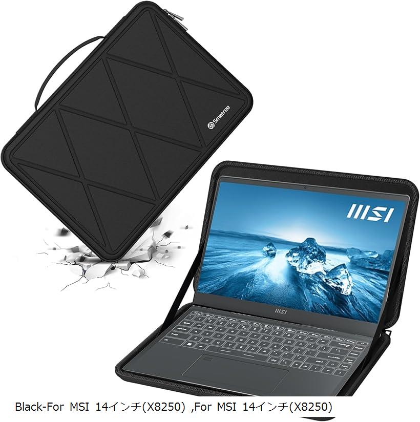バリエーションコード : 2bjpkifwyt商品コード2bj1yt2ih3商品名互換品 ハードEVA保護スリーブケース 14インチ MSI Prestige 14H B12UCX-452US/Prestige 14 Evo B13M-483US、 MSI Summit E14FlipEvo A13MT-268US/Summit E14Evo A12M-025ラップトップ用ハードケース 防水 360度耐衝撃 M61ブランドSmatreeカラーBlackサイズ等For MSI 14インチ（M61）「モデル番号 : M61」ケースの外寸: 34.8x27.0x3.4 cm(13.7x10.6x1.3インチ)、ケースの内寸: 33.0x24.3x2.2 cm (13.0x9.6x0.9 インチ)。「互換性」(1)14インチ MSI Prestige 14H B12UCX-452US/B13UCX-601US/B12UCX-603US/14H B12UCX-608US ノートパソコン、(2)14インチ MSI Prestige 14Evo B13M-269US/B13M-483US/B13M-4 98USノートパソコン、(3)14インチ MSI Summit E14FlipEvo A13MT-268US/A13MT-610USノートパソコン、(4)14インチ MSI Summit E14Evo A12M-025/A12M-026ノートパソコンに適用し、角を保護するように設計されています。「耐衝撃＆防水」 EVAハードスリーブと内部にアップグレードされた耐衝撃パッド層を備え、バックパックやスーツケースに入れられたときの不注意な衝突や偶発的な傷からノートパソコンを保護します。Smatree 収納ケースは丈夫な260Gナイロン製で、通常のナイロンよりも撥水性と耐摩耗性に優れています。ラップトップ スリーブ ケースは汚れたら洗えるので、水はねを心配する必要はありません。「ファッションスタイル」表面のユニークなダイヤモンドパターンがケースをユニークにし、ノートパソコンを独自のユニークなスタイルでパーソナライズします。※ 他ネットショップでも併売しているため、ご注文後に在庫切れとなる場合があります。予めご了承ください。※ 品薄または希少等の理由により、参考価格よりも高い価格で販売されている場合があります。ご注文の際には必ず販売価格をご確認ください。※ 沖縄県、離島または一部地域の場合、別途送料の負担をお願いする場合があります。予めご了承ください。※ お使いのモニタにより写真の色が実際の商品の色と異なる場合や、イメージに差異が生じることがあります。予めご了承ください。※ 商品の詳細（カラー・数量・サイズ 等）については、ページ内の商品説明をご確認のうえ、ご注文ください。※ モバイル版・スマホ版ページでは、お使いの端末によっては一部の情報が表示されないことがあります。すべての記載情報をご確認するには、PC版ページをご覧ください。