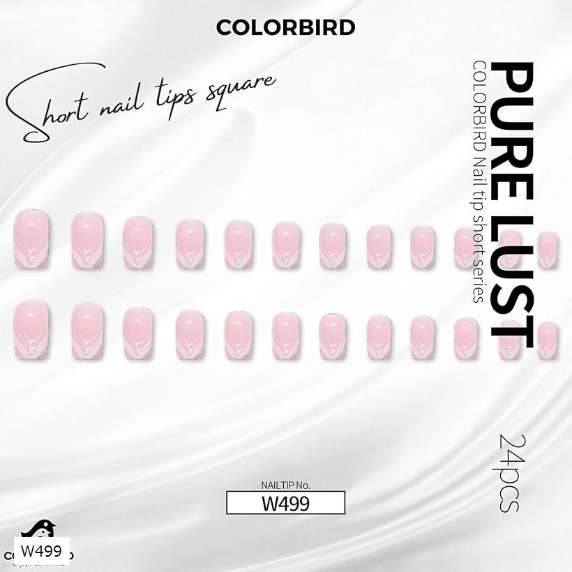 ネイルチップ ショート 24枚 付け爪 短め 可愛い バレリーナ スクエア(ピンク, ショート)