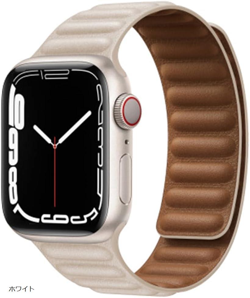 Apple Watch 애플 워치 가죽 밴드 49mm 45mm 44mm 42mm ultra 울트라 남녀 겸용 화이트 (화이트)