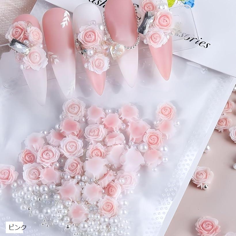 ネイルパーツ ネイルシール 薔薇 バラ 花 可愛い 花輪 装飾 ガーランド (ピンク)