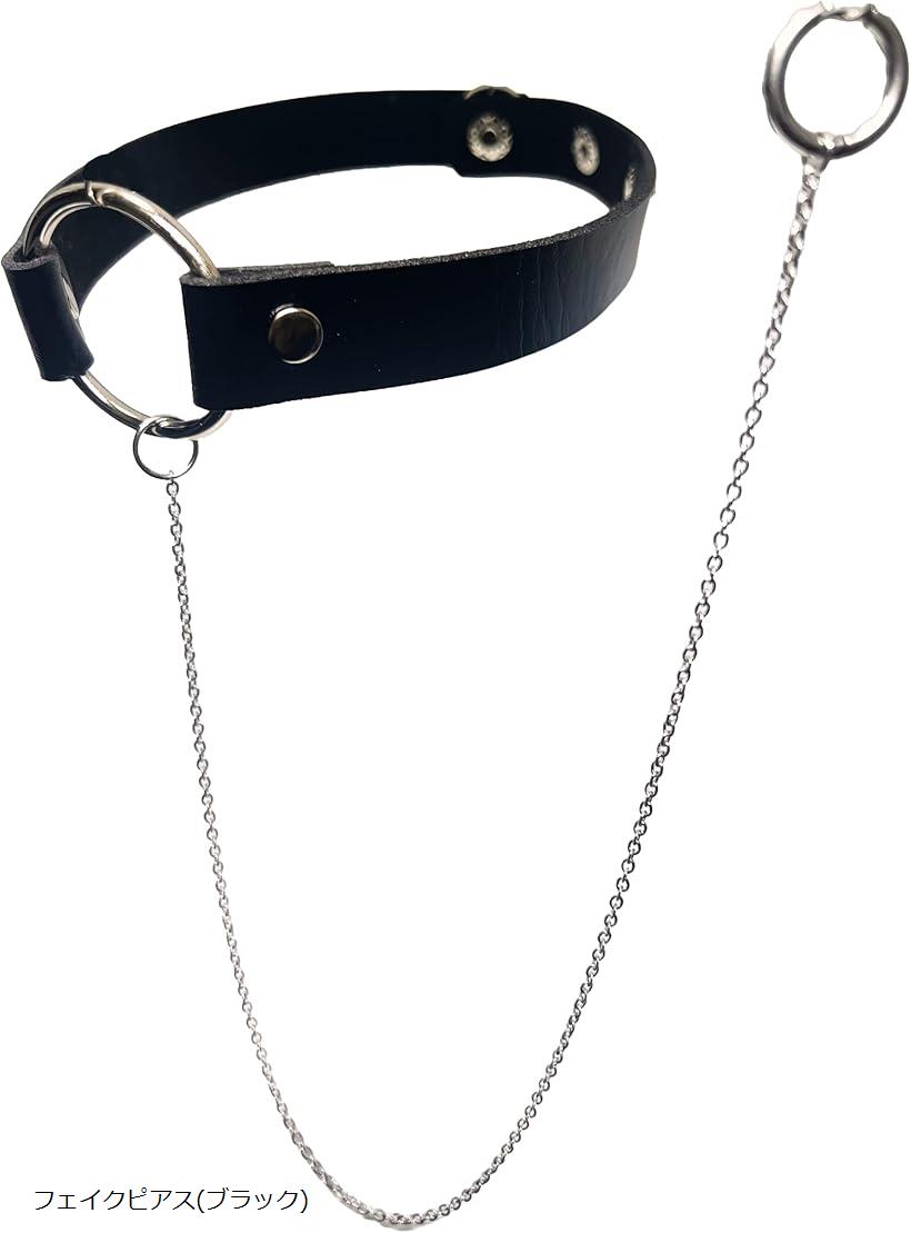 チョーカーフェイク パンク かわいい かっこいい 地雷 量産(ブラック(フェイクピアス))