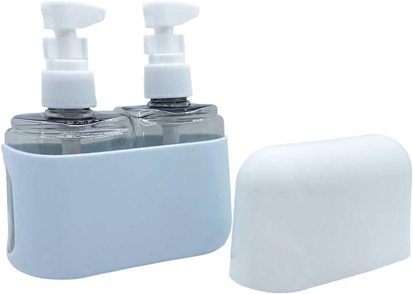 トラベルボトル 100ml 2本セット 収納ケース付 詰め替え 容器 漏れ防止 旅行 ジム 小分け クリア ブルー (ブルー)