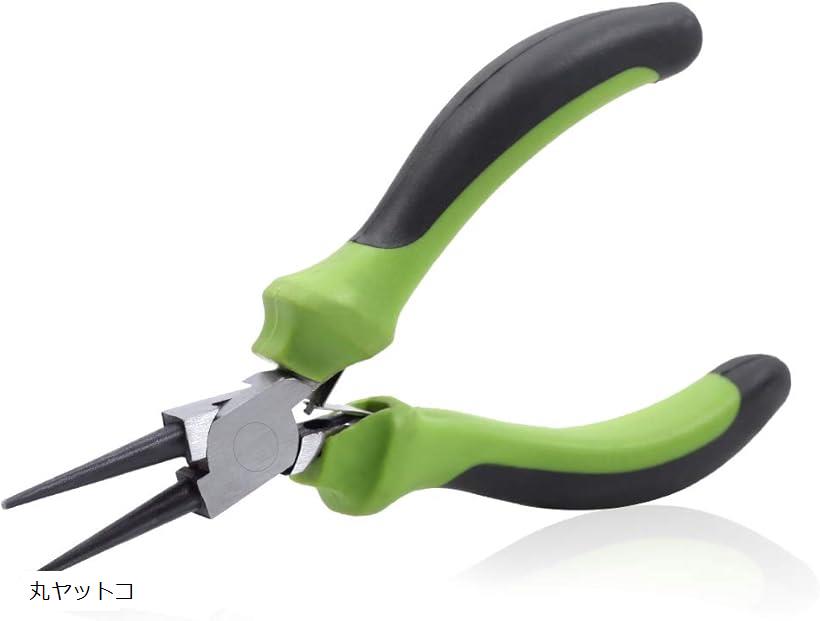 丸ヤットコ 丸ペンチ 先細 ループ制作 ミニ やっとこ マイクロ 精密作業 129mm 手作り アクセサリー ビーズ 手芸 クラフト ワイヤーワーク 道具 工具 ツール ハンドメイド 初心者 ホビー (グリーン, 129mm)