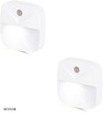 LEDナイトライト足元灯 常夜灯 フットライト 明暗センサー コンセント(White, 昼白色2個)