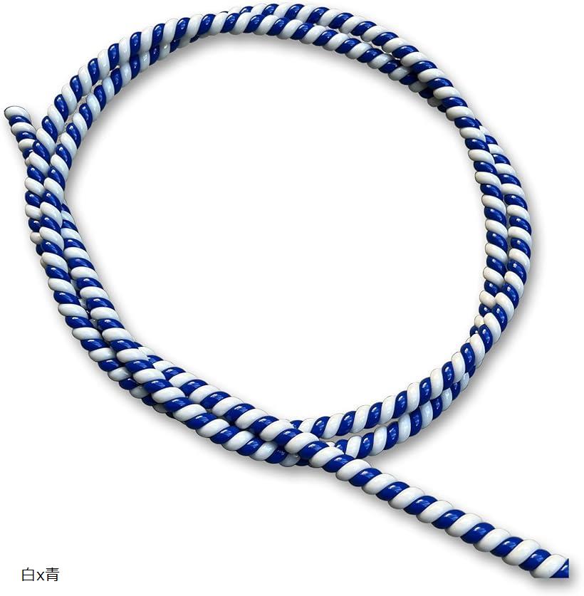 ビンテージ 螺旋 スパイラルケーブル コイル ラップ 配線カバー 約90cm 2本セット キャンディーカラー モコモコ 肉厚 スタイル ハーレー カスタム バイク (白x青, 90cm)