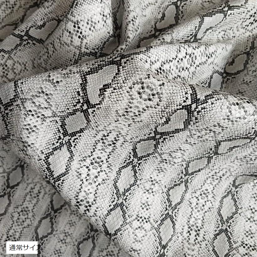 パイソン フェイクレザー 生地 約136cmx1m PVC 合皮 通常サイズ (ホワイト，白, 通常サイズ)