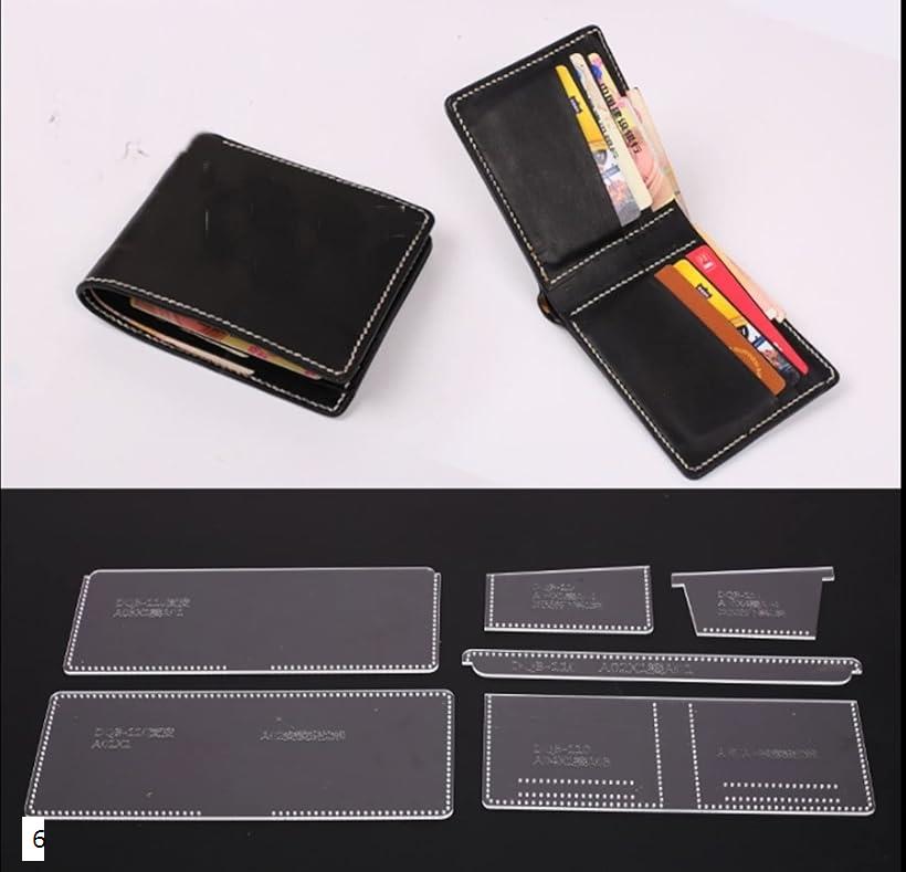 【楽天ランキング1位入賞】美々杏レザークラフト用型紙 アクリル型 ハンドメイド ハンドメイド二つ折り財布型紙 DIY 中級者 上級者向け(6)