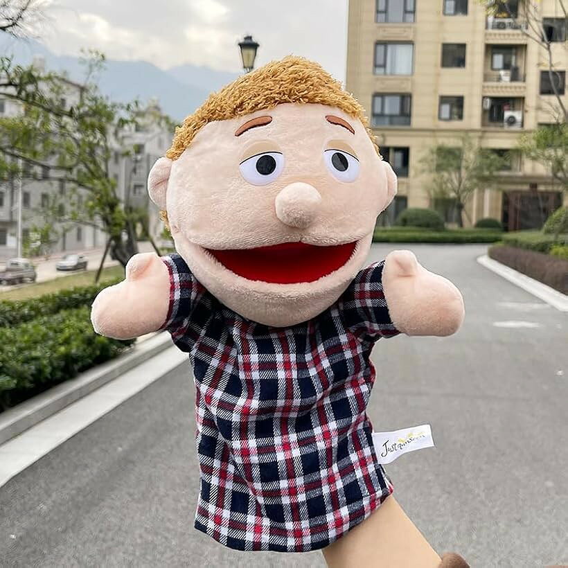 パペット人形 口が動く 人形劇 一人遊び キャラクター おままごと 演劇 小道具 ぬいぐるみ人形 幼稚園 保育園 軽量 (お父さん)