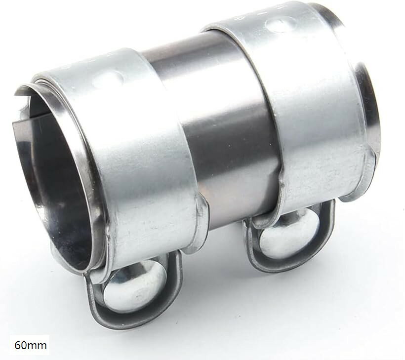 ステンレス製 マフラーバンド 汎用エキゾーストクランプ 連結スリーブパイプコネクター 全長95mm 60mm (60mm)