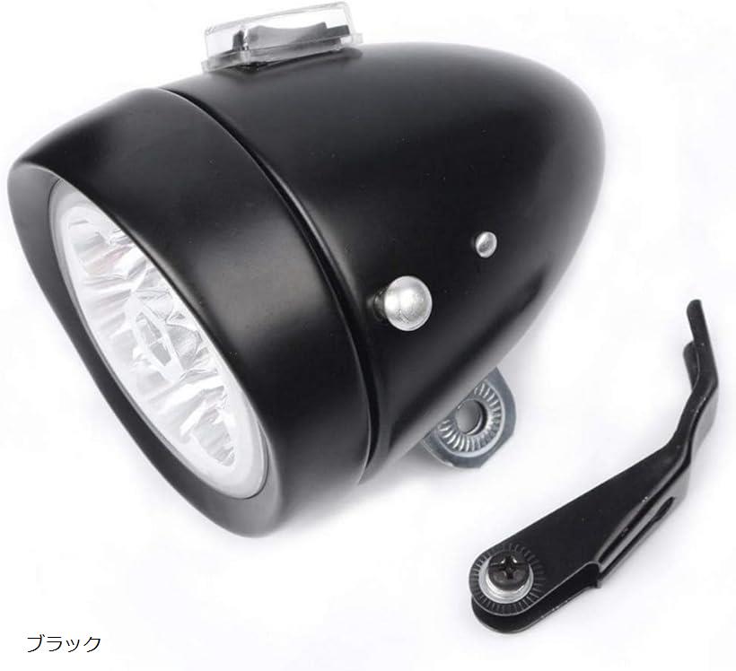 砲弾型LED 砲弾型ライト 7灯 自転車 ヘッドライト レトロ フロントライト 電池式 ブラック