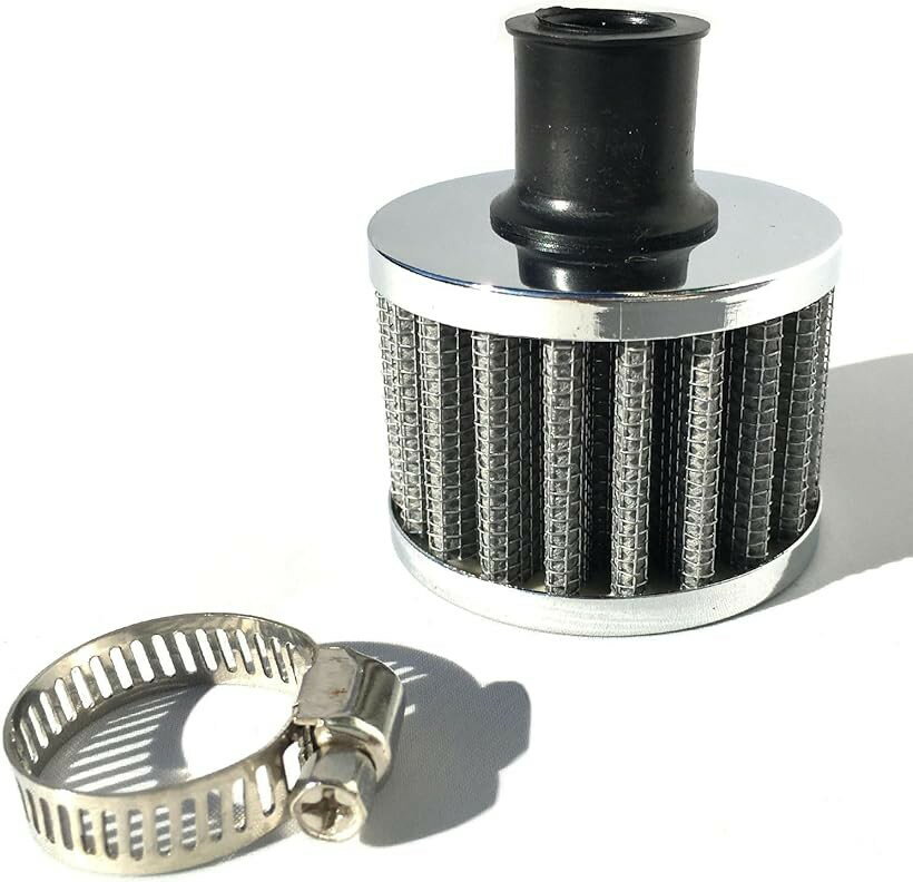 ミニ エア クリーナー フィルター バイク 12mm 汎用 オートバイ メッシュ カスタム 交換 ストレート エアー シルバー (シルバー, 12mm)