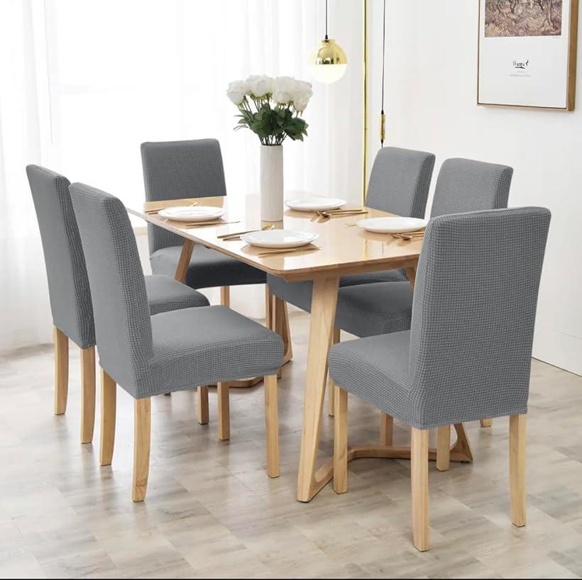 椅子カバー チェアカバー 背もたれあり 伸縮 洗える ノーアイロン 取り外し可能 無地 オフィス 家庭 ホテル レストラン Hx4枚(グレー, Hx4枚)