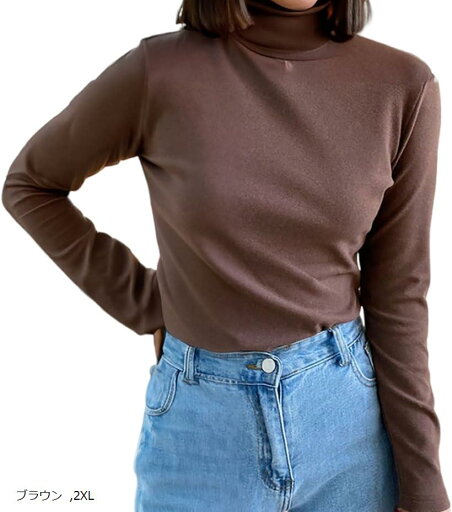 moytrade 長袖シャツ カットソー モックネック レディース(ブラウン, 2XL) moytrade 長袖シャツ カットソー モックネック レディース(ブラウン, 2XL)