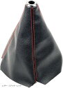互換品 シフトブーツ 汎用 カバー ブラック PUレザー 本革調 ノブ 交換 パーツ レザー・レッド ステッチ(レザー・ステッチ・レッド)