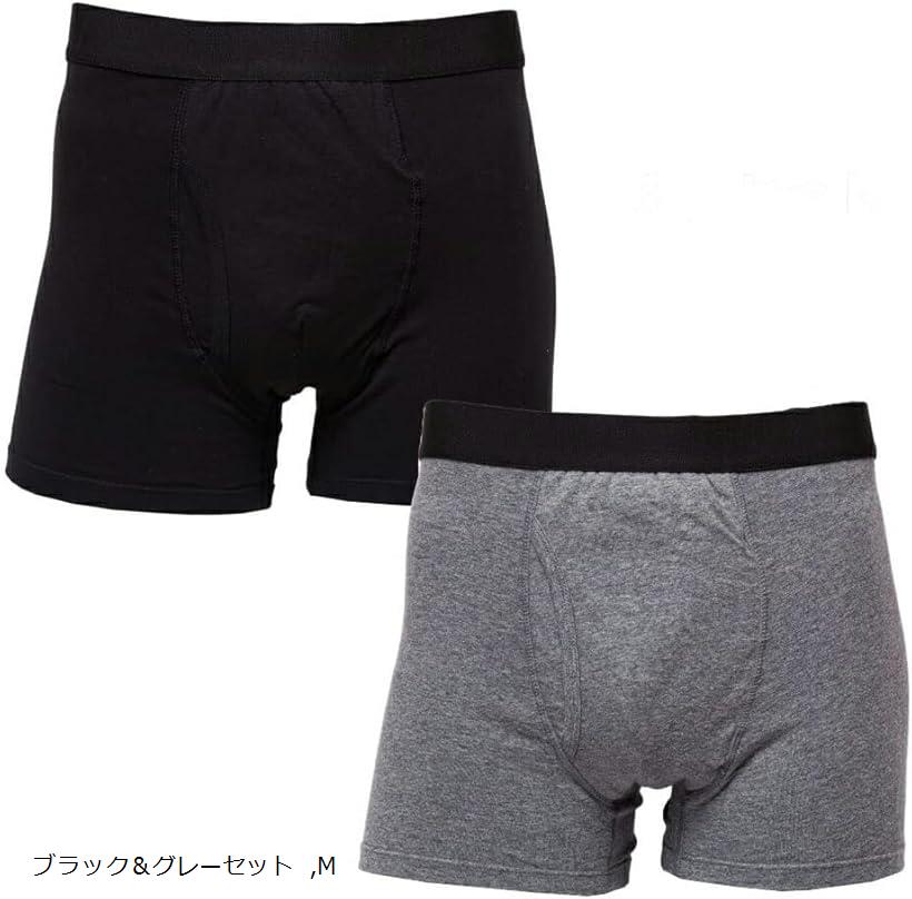 ボクサーパンツ メンズ ちょい漏れ対応 前開き ボタン付き ボーダー 柄 下着 防水布 ランシール 尿ジミ..