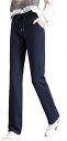 ロングパンツ レディース ストレッチ ストレート スウェット スポーツウェア 春 秋 冬(ネイビー, L)