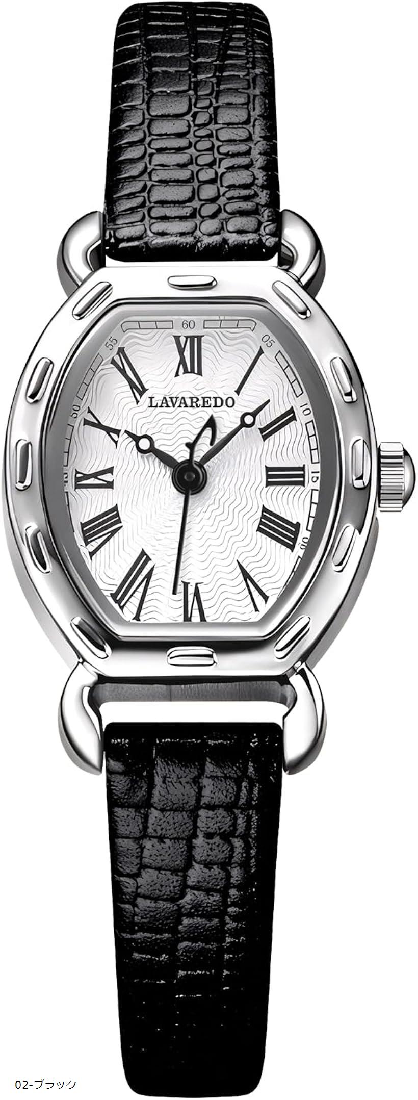 腕時計 レディース アナログ表示 クオーツ うで時計 レザーベルト 細め おしゃれ 防水腕時計 超薄型 シンプル 女性用 (02-ブラック)