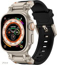 Apple watch バンド Ultra Ultra2 対応 44mm 45mm 46mm 49mm おしゃれ アップルウォッチ ウルトラ ベルト/TPU ステンレス Series 10 8 7 ウルトラバンド スポーツ(ブラック)