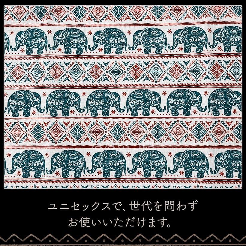 ゾウ柄 キャンバス生地 約115 x 200cm 綿 コットン ハンドメイド 手芸用 アジアン エスニック 布 ブルー (ブルー) horiku-10112766 ホリック サンプル画像3