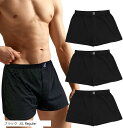 ニット トランクス パンツ メンズ 下着 前開きボタン付き 3枚組 XL(ブラック, XL Regular)