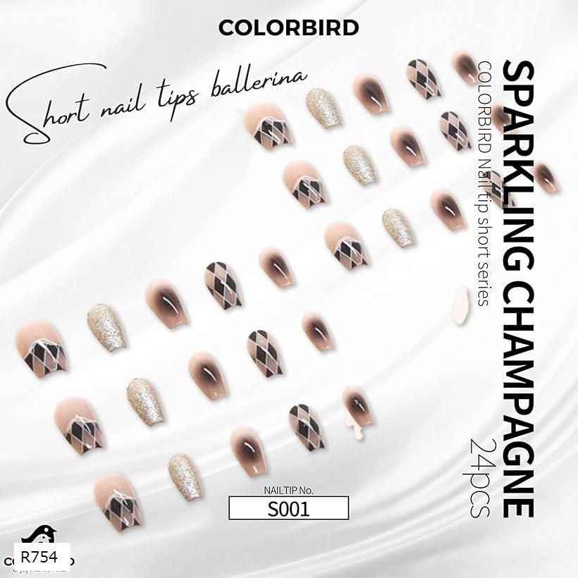 ネイルチップ ショート バレリーナ スクエア R754 (マルチカラー, ショート)