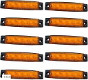 サイドマーカー ランプ 車用 LED 12V 24V 兼用 6連 トラック ライト 高輝度 10個セット(イエロー, 96mmx20mm コード長さ17cm)