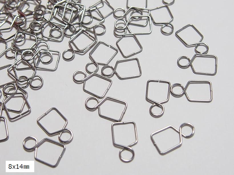 50個 シャンデリア用 ガラスビーズ 吊り下げ金具 四角 門型 8x14mm (8x14mm)