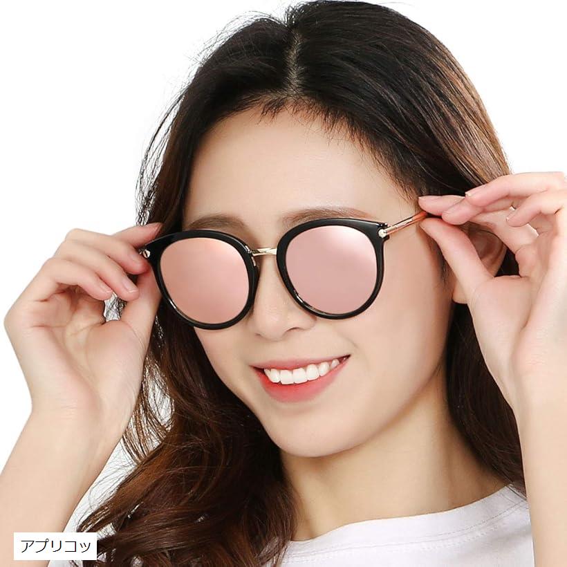 レディース サングラス 偏光 レンズ フォックス 型 UV 400 紫外線 防止(アプリコット, Free Size)