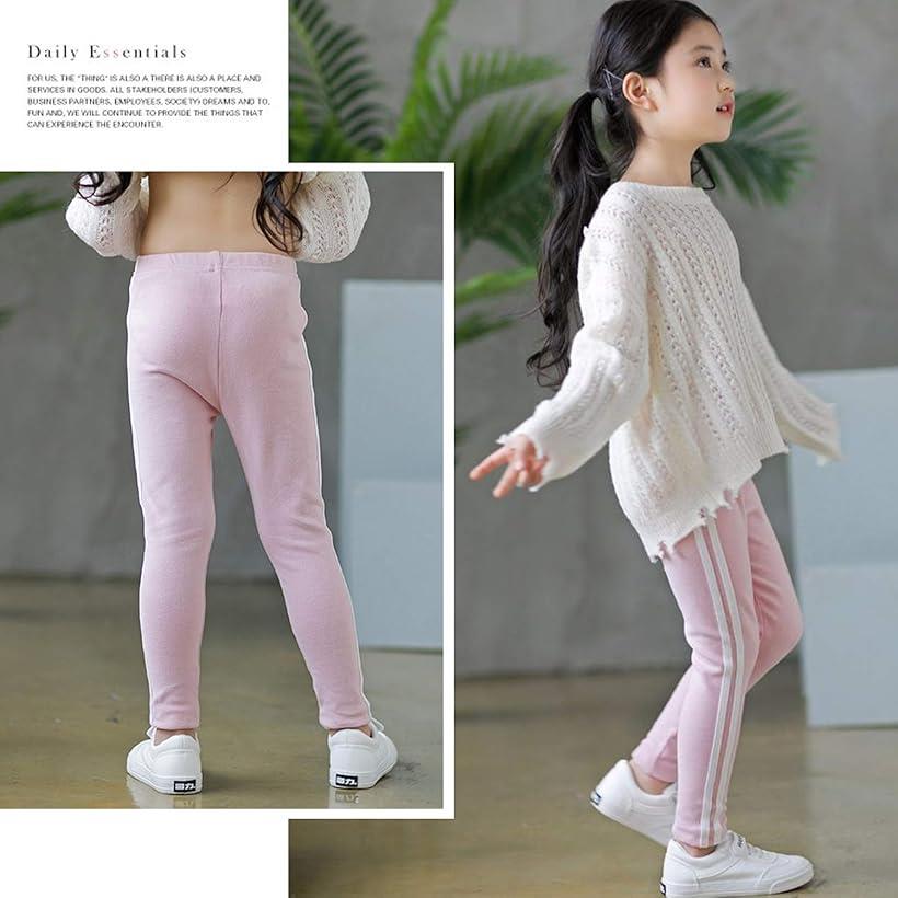 ラインパンツ レギンス サイドライン ロングパンツ キッズ 10分丈 ブラック 130 (...