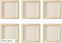 キャンバスボード 画材 木製パネル 6個セット 20cmx20cm(ナチュラル)