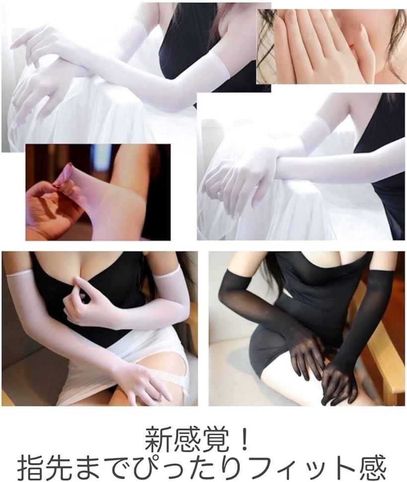 エレクトリックサーカス ストッキング ロング 手袋 2双 セット セクシー アーム カバー シースルー グローブ 格好いい 可愛い お洒落 人気 お勧め 安い プレゼント コスチューム パンスト エロ 腕(ホワイト, Free Size)