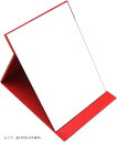 AINetJP 折りたたみ式 スタンドミラー 化粧鏡 卓上 角度調節 PUレザー シンプル 24.7cmx17.8cm(レッド, 24.7cmx17.8cm)