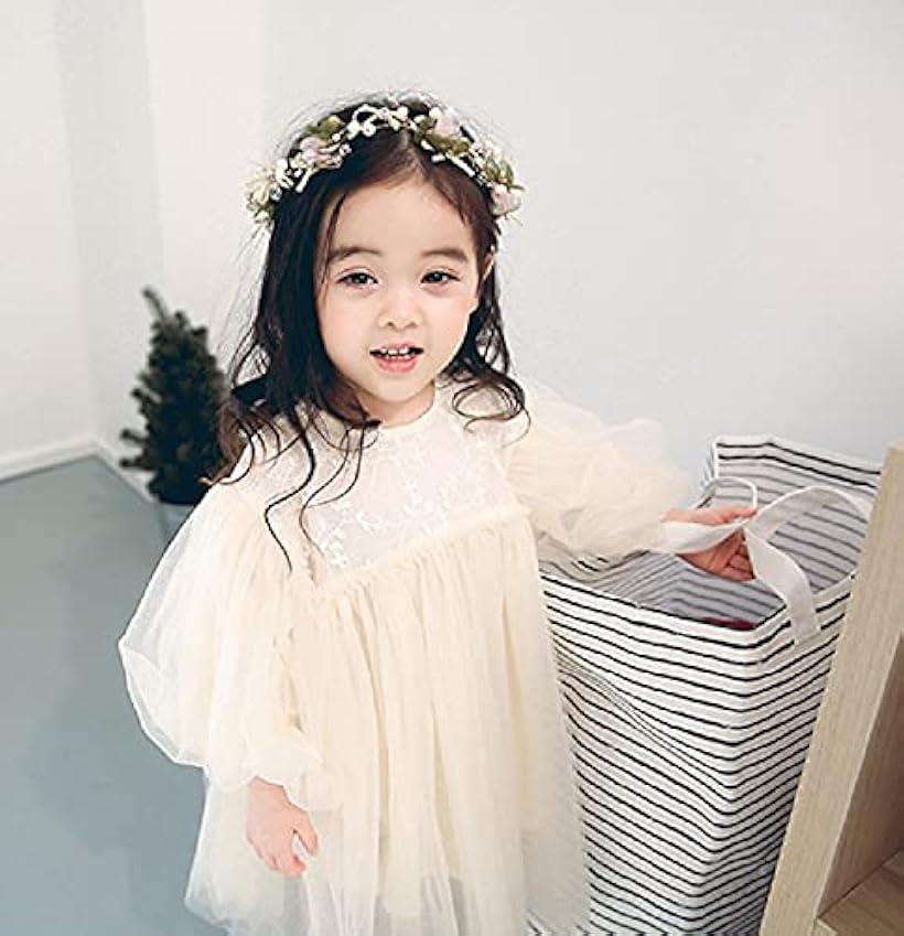 オールデーシャイニング ワンピース レース チュール フレア イベント パーティー 演奏会 ドレス キッズ(ホワイト, 90)