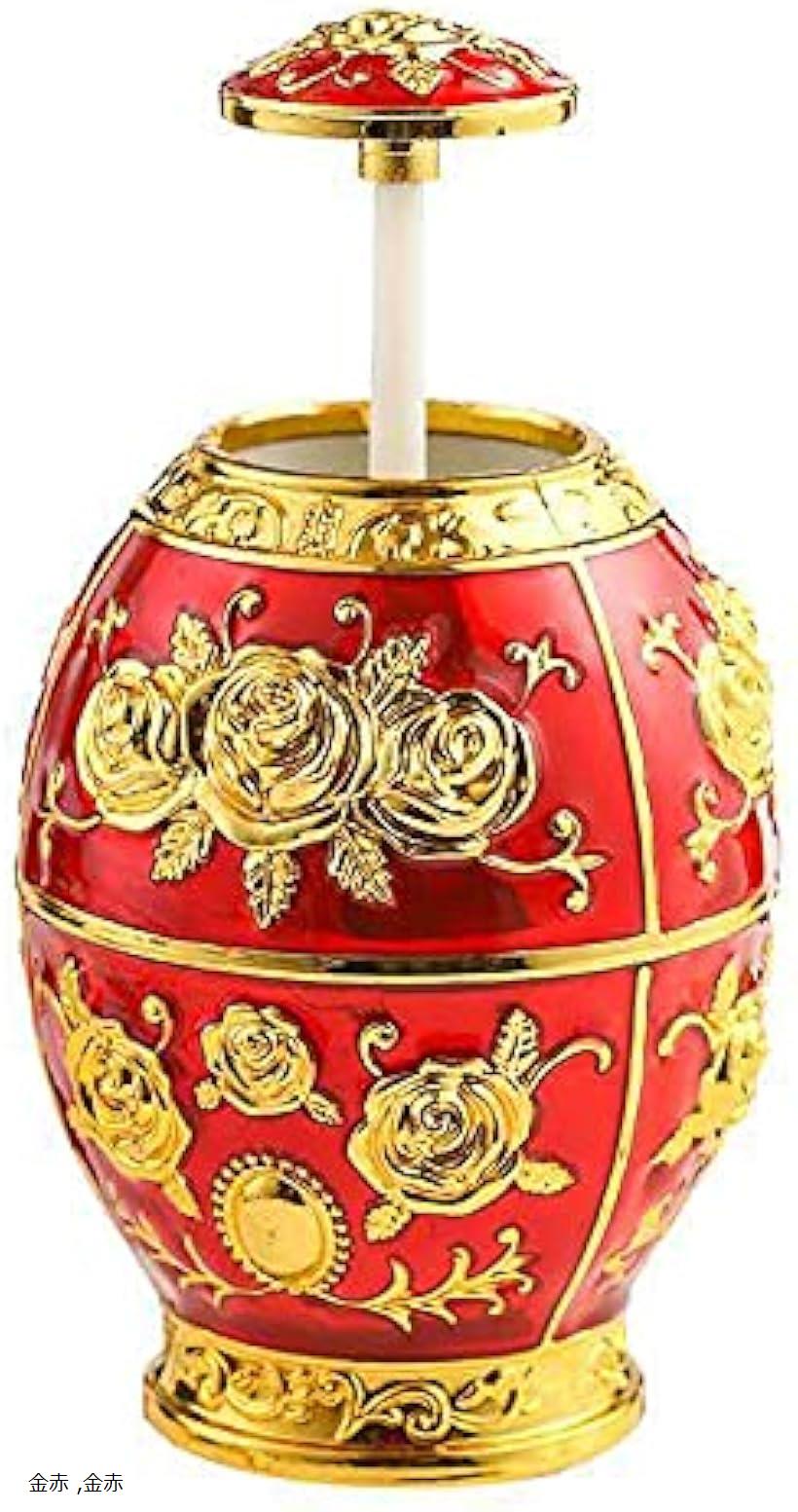 爪楊枝入れ つまようじ入れ アンティーク 欧米風 中世 貴族風 ワンプッシュ(金赤)