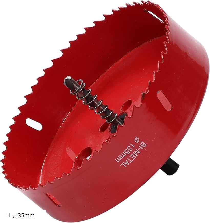 現役大工が推薦 バイメタル ホールソー ホルソー 穴あけ 切削 工具 (レッド, 135mm)