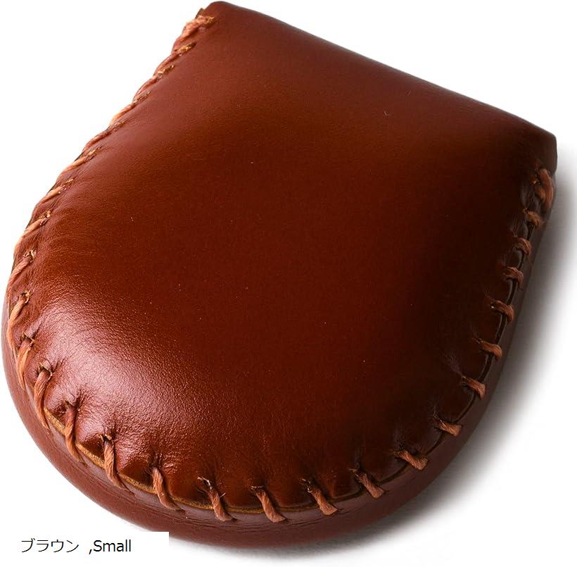 本革コインケース 小銭入れ 完全手作り 手縫い仕上げ コンパクト 使いやすさ(ブラウン, Small)