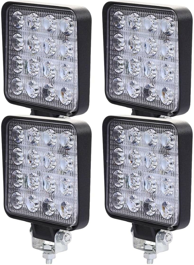 LED 作業灯 16灯 ホワイト 6000K 防水 防塵 角度調整 ステンレスステー付 汎用 ワークライト 4個セット 社外品