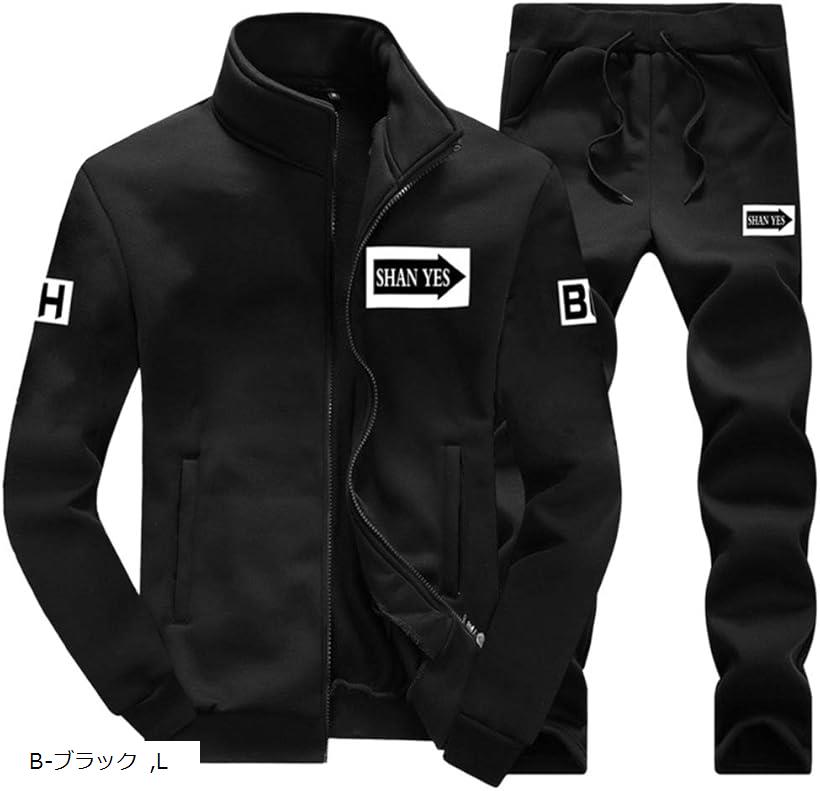 アマツ ジャージ 上下 セットアップ スエット 上下セット 長袖 スポーツ 部屋着 スポーツウェア ウェアセット ファッション ユニセックス フィットネス 服 カジュアル カッコいい服 お洒落 アウトドア(ブラック, L)