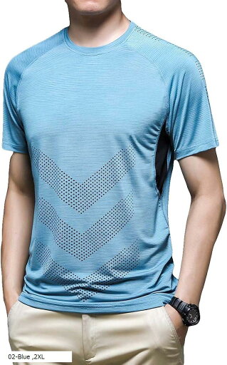 機能性 メンズ Tシャツ 涼しい 半袖 消臭 吸汗速乾 DRY 抗菌 防臭ドライ リフレクター スポーツ 運動着 丈夫 ティーシャツ 夏服(02-Blue, 2XL) 機能性 メンズ Tシャツ 涼しい 半袖 消臭 吸汗速乾 DRY 抗菌 防臭ドライ リフレクター スポーツ 運動着 丈夫 ティーシャツ 夏服(02-Blue, 2XL)